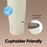 Owala FreeSip - Vaso de acero inoxidable, 40 onzas, bronceado (ligeramente tostado) (paquete de 6)