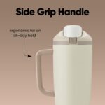 Owala FreeSip - Vaso de acero inoxidable, 40 onzas, bronceado (ligeramente tostado) (paquete de 6)