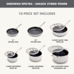Batería de cocina GreenPan Spectra CC009801-001 juego de 10 piezas de acero inoxidable tricapa híbrido antiadherente de