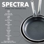 Batería de cocina GreenPan Spectra CC009801-001 juego de 10 piezas de acero inoxidable tricapa híbrido antiadherente de