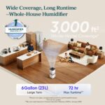 Humidificador evaporativo inteligente LEVOIT Superior 6000S LEH-S602S-WUS tanque 23L cobertura 3000 pies cuadrados 72 ho