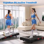 Caminadora bajo escritorio plegable Superun BA07R1 con inclinación automática 9 porciento pantalla LED 3 modos caminar t