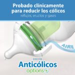 Dr. Brown's Natural Flow® - Biberones anticólicos Options+™ de cuello ancho de 5 oz/5.1 fl oz, con boquilla de flujo len