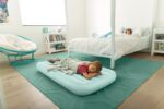 Colchón de aire infantil Cozy Kidz Intex 66803EP Fiber-Tech superficie aterciopelada 34.5x62x7 pulgadas con bolsa de tra