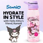 Botella de Agua Silver Buffalo SAN878L3 Sanrio Kuromi Cherry Hearts Tapa de Rosca 28 Onzas Paquete de 12 Piezas