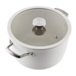 Batería de cocina juego de ollas y sartenes Circulon Halo LaserDefense 16165 antiadherente de cerámica 11 piezas blanco