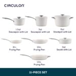 Batería de cocina juego de ollas y sartenes Circulon Halo LaserDefense 16165 antiadherente de cerámica 11 piezas blanco