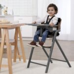 Evolur Step & Savor Silla alta convertible ajustable para bebé, color gris nogal