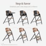 Evolur Step & Savor Silla alta convertible ajustable para bebé, color gris nogal