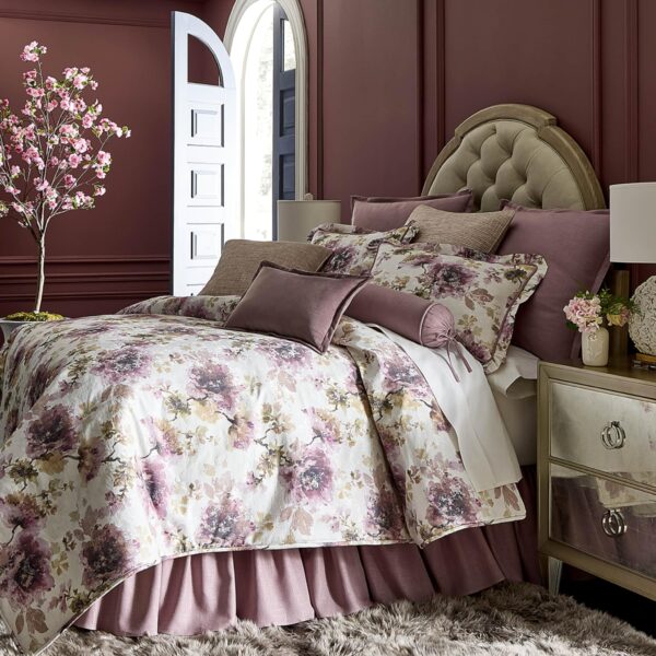 Juego de edredón acolchado a mano Sherry Kline Willow Pacific Coast Home Furnishings Inc WIL-3PCKG floral de lujo ligero