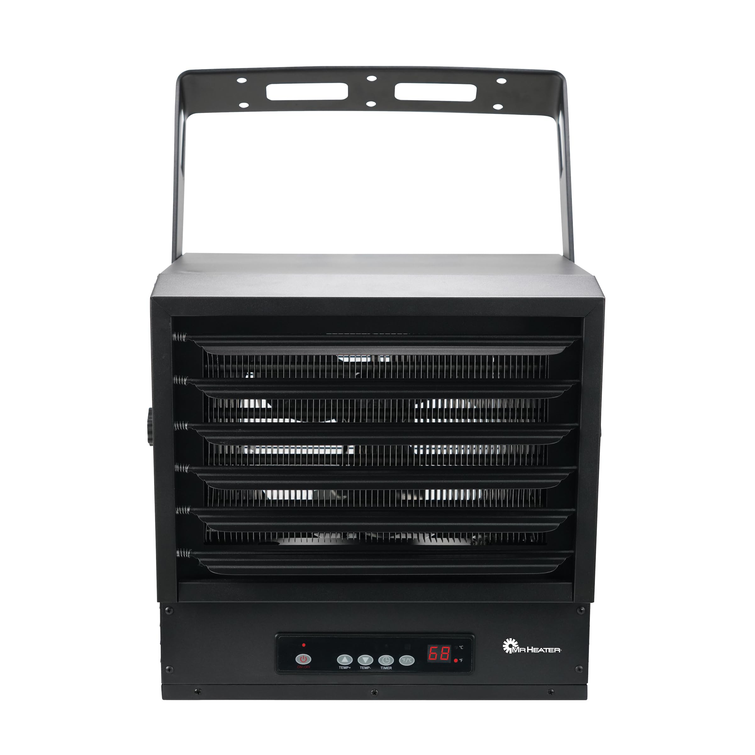 Version 1.0.0 Calentador de techo Mr. Heater 2VAHG7500 7500/6250W 240V para garaje con rejillas ajustables y control remoto