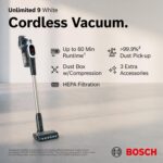 Aspiradora Inalámbrica Bosch Unlimited 9 BCS931WUC Batería 60 min Filtro HEPA Cepillo MicroClean Multisuperficie