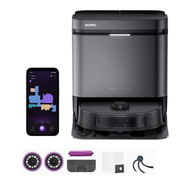 Robot Aspirador y Trapeador Eureka J15 Evo Ultra, 22,000 Pa, Vaciado Automático, Secado con Aire Caliente 55°C, Extendid