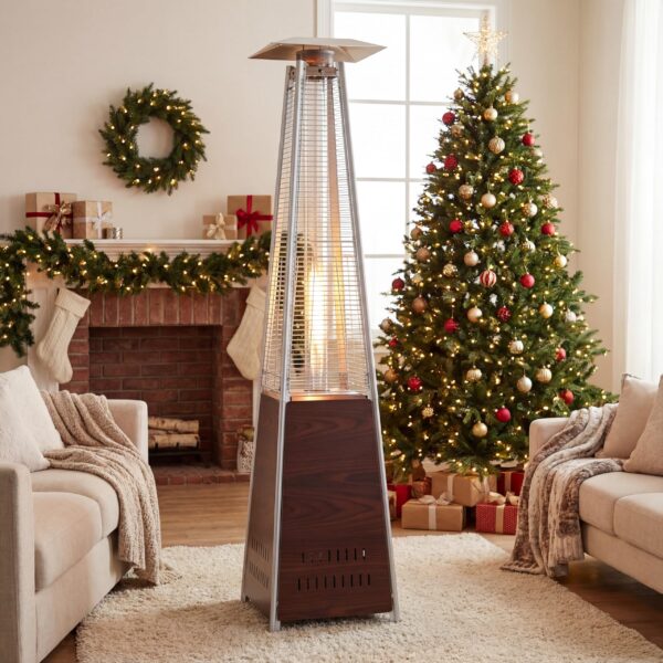 Calentador de patio Trygoal Pyramid C-Trygoal-E-Heater001-Brown propano portatil 48000 BTU 360 grados con tubo de vidrio