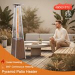 Calentador de patio Trygoal Pyramid C-Trygoal-E-Heater001-Brown propano portatil 48000 BTU 360 grados con tubo de vidrio
