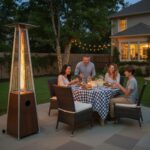 Calentador de patio Trygoal Pyramid C-Trygoal-E-Heater001-Brown propano portatil 48000 BTU 360 grados con tubo de vidrio
