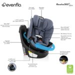 Asiento de coche giratorio 2 en 1 Evenflo Revolve360 Slim CS260112547 tela suave verde travertino