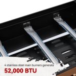 Plancha de Gas Royal Gourmet GB4000PB con Tapa 4 Quemadores Estantes Laterales Plegables 52000 BTU Encendido Electrónico