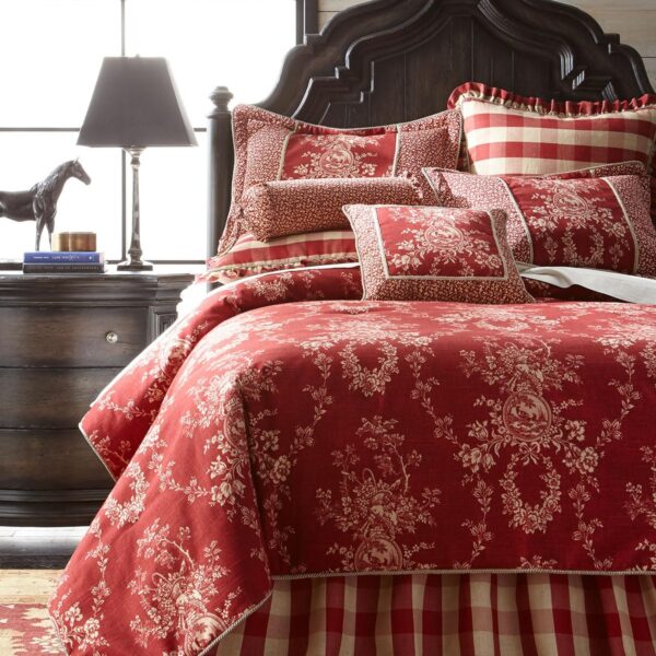 Juego de edredón Sherry Kline French Country Pacific Coast Home Furnishings Duvet Set Queen Red 90x95 rojo 3 piezas