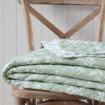 Juego de edredón floral Martha Stewart Revman International A0011112 100% algodón King 3 piezas pájaro francés verde