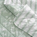 Juego de edredón floral Martha Stewart Revman International A0011112 100% algodón King 3 piezas pájaro francés verde