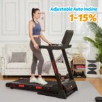 Caminadora Plegable Patikuin Treadmill POU 0A9SVX21 Motor 3.5HP Inclinacion 15 Niveles Velocidad 8.7 MPH Cinturon 48 x 1