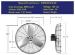 Extractor de Ventilación Hessaire 30NS8V240, 30 Pulgadas, 6700 CFM, Resistente a Corrosión con Montaje de Protección