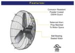 Extractor de Ventilación Hessaire 30NS8V240, 30 Pulgadas, 6700 CFM, Resistente a Corrosión con Montaje de Protección