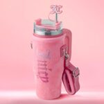 Vaso Térmico de Viaje Termo con Popote y Bolsa Cruzada Juicy Couture YMF Carpets Inc Jetsetter BZ0024001 Acero Inoxidabl
