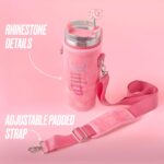 Vaso Térmico de Viaje Termo con Popote y Bolsa Cruzada Juicy Couture YMF Carpets Inc Jetsetter BZ0024001 Acero Inoxidabl