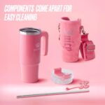 Vaso Térmico de Viaje Termo con Popote y Bolsa Cruzada Juicy Couture YMF Carpets Inc Jetsetter BZ0024001 Acero Inoxidabl