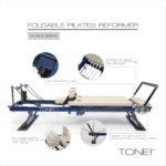 Tone Fitness Foldable Pilates Reformer – Portable Pilates Machine with Adjustable Resistance Bands, Smooth Glide Carriag