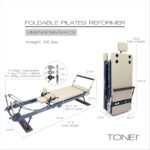 Tone Fitness Foldable Pilates Reformer – Portable Pilates Machine with Adjustable Resistance Bands, Smooth Glide Carriag