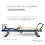 Tone Fitness Foldable Pilates Reformer – Portable Pilates Machine with Adjustable Resistance Bands, Smooth Glide Carriag