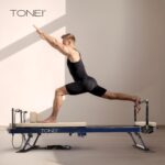 Tone Fitness Foldable Pilates Reformer – Portable Pilates Machine with Adjustable Resistance Bands, Smooth Glide Carriag