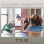 Tone Fitness Foldable Pilates Reformer – Portable Pilates Machine with Adjustable Resistance Bands, Smooth Glide Carriag