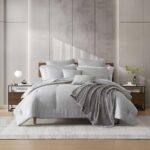 Juego de edredón jacquard Kenneth Cole Revman International A0010085 gris 14 piezas Queen sábanas fundas almohadas decor