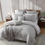 Juego de edredón jacquard Kenneth Cole Revman International A0010085 gris 14 piezas Queen sábanas fundas almohadas decor
