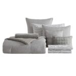 Juego de edredón jacquard Kenneth Cole Revman International A0010085 gris 14 piezas Queen sábanas fundas almohadas decor