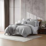 Juego de edredón jacquard Kenneth Cole Revman International A0010085 gris 14 piezas Queen sábanas fundas almohadas decor