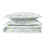 Juego de edredón Laura Ashley A0010095 Queen 3 piezas algodón 100% floral azul prado dulce con fundas de almohada todas