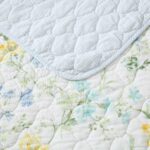 Juego de edredón Laura Ashley A0010095 Queen 3 piezas algodón 100% floral azul prado dulce con fundas de almohada todas
