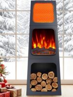 Chimenea Eléctrica de Esquina Uthfy CSH-A02 47 pulgadas, Efecto Llama 3D, 2 Modos de Calefacción, Protección contra Sobr