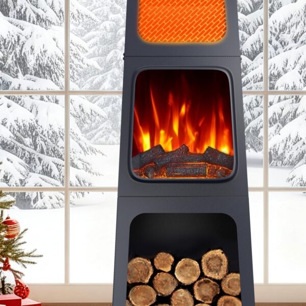 Chimenea Eléctrica de Esquina Uthfy CSH-A02 47 pulgadas, Efecto Llama 3D, 2 Modos de Calefacción, Protección contra Sobr
