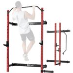 PeacefulHues Estante plegable para sentadillas montado en la pared, estante de potencia de 1000 libras de capacidad con