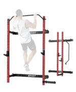 PeacefulHues Estante plegable para sentadillas montado en la pared, estante de potencia de 1000 libras de capacidad con