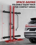 PeacefulHues Estante plegable para sentadillas montado en la pared, estante de potencia de 1000 libras de capacidad con