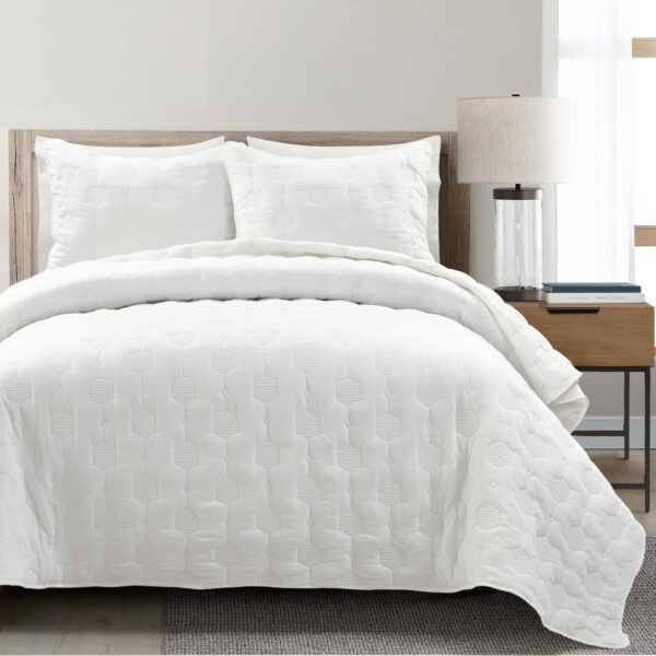 Juego de Edredon Matrimonial Queen Lush Decor Triangle Home Fashions 194938074285 3 piezas algodon texturizado bordado p