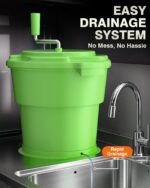 WantJoin Commercial Salad Spinner - [6 Gallon Salad Dryer] w/Silicone [Anti-slip Mat] & [Draining Hose], 24Qt Manual Sal