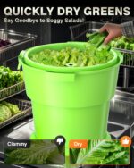 WantJoin Commercial Salad Spinner - [6 Gallon Salad Dryer] w/Silicone [Anti-slip Mat] & [Draining Hose], 24Qt Manual Sal